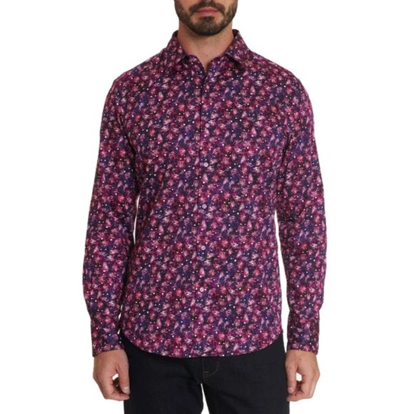 Robert Graham Men's Space Travel Classic Long Sleeve Stretch Woven Shirt Small - Picture 1 of 4